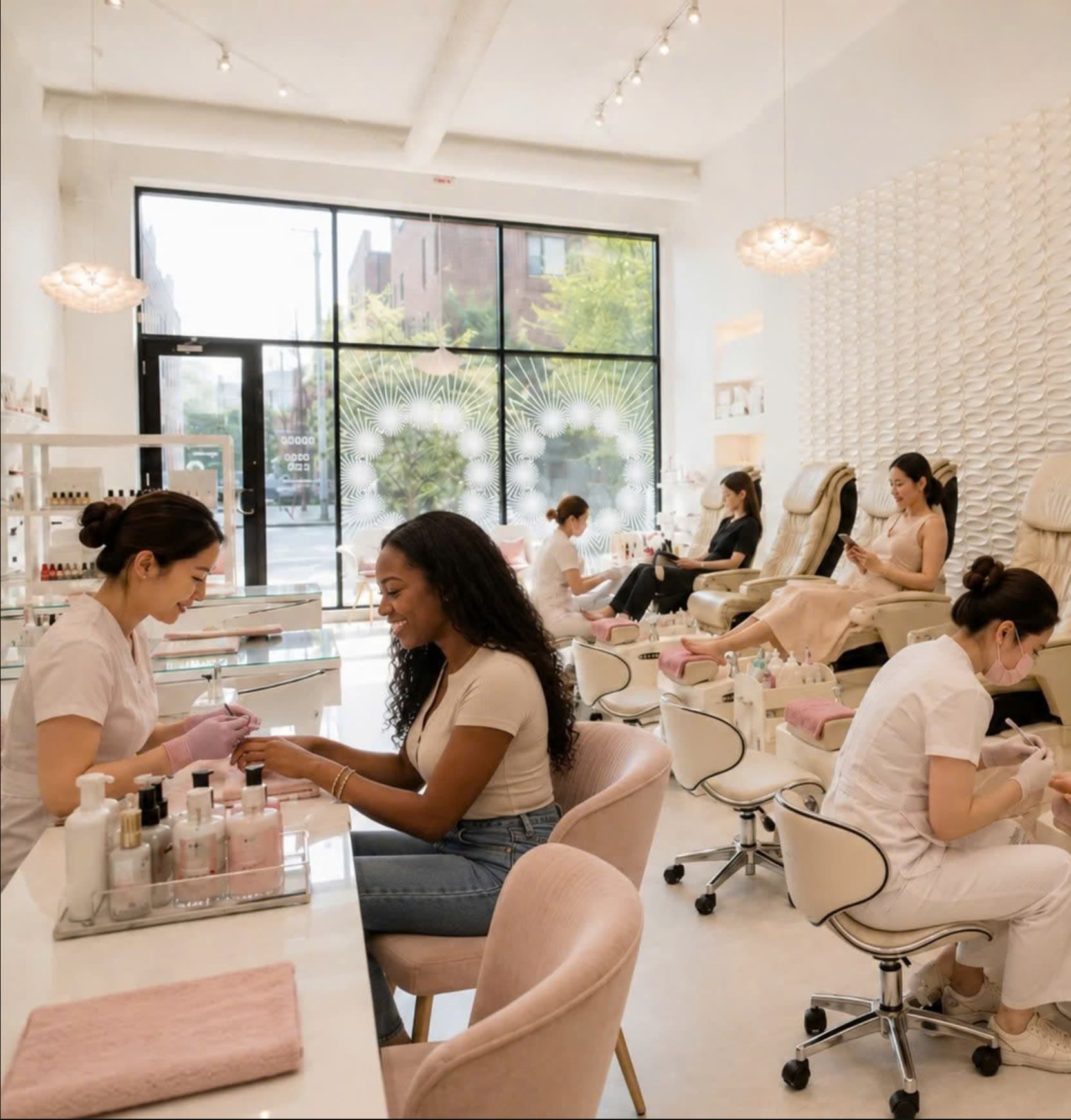 Không gian tiệm nail hiện đại — UpMySalon hỗ trợ chủ tiệm người Việt tại Mỹ